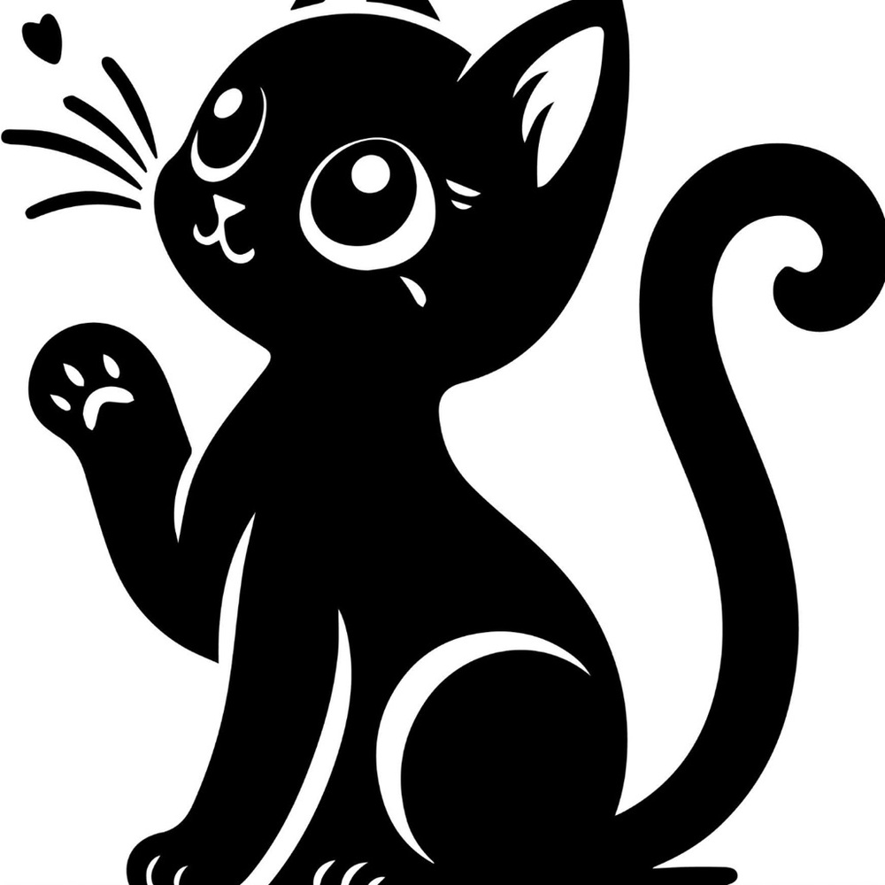 Black Cat Silhouette Wall Decalkitty decal